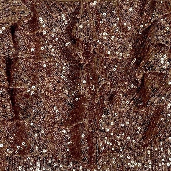 FREE PEOPLE FRIDA BRONZE SEQUIN RUFFLE BUST MINI STRAPLESS PARTY COCKTAIL DRESS - Picture 14 of 17